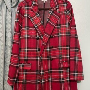 Plaid Double-Breasted Women's 1x jacket